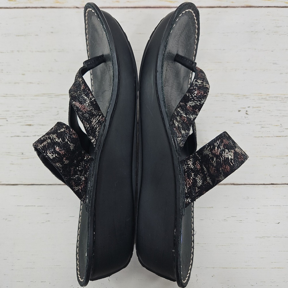 Wolky Tahiti Womens 6 EU 37 Black Leopard Leather Toe Post Sandals Adjustable - Picture 7 of 10